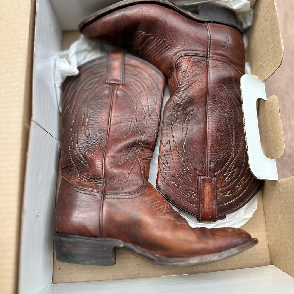Frye Dark Brown Leather Western Boots